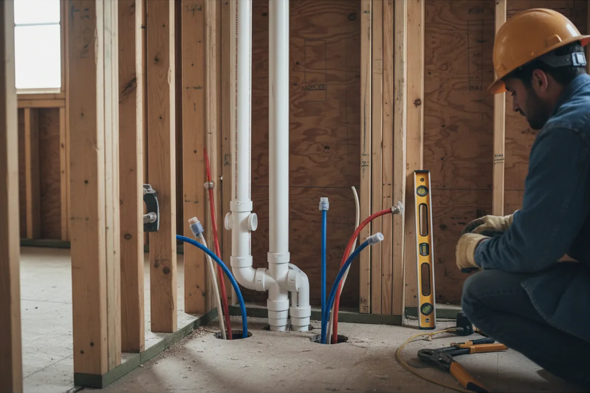 Drain and supply rough-in during Leak Detection in Langley